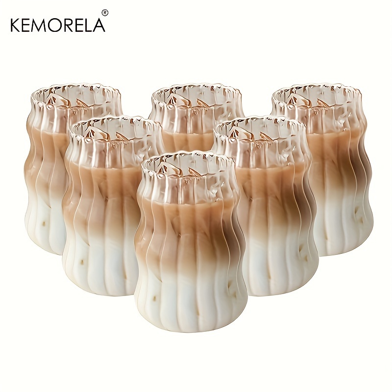 INS Glass Cup HeatResistant Tumbler For Coffee Tea Juice  Milk Transparent Stripe Design Home Water 3