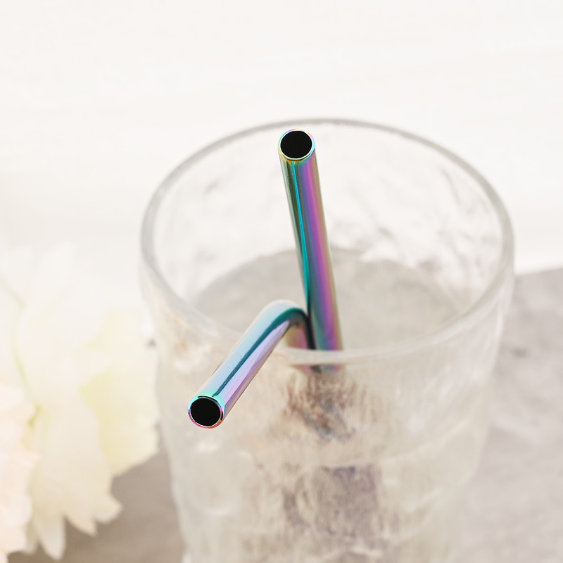 Colorful 304 Stainless Steel Metal Straws Set Reusable Drinking Straws With Brush  Cocktail Straw 0
