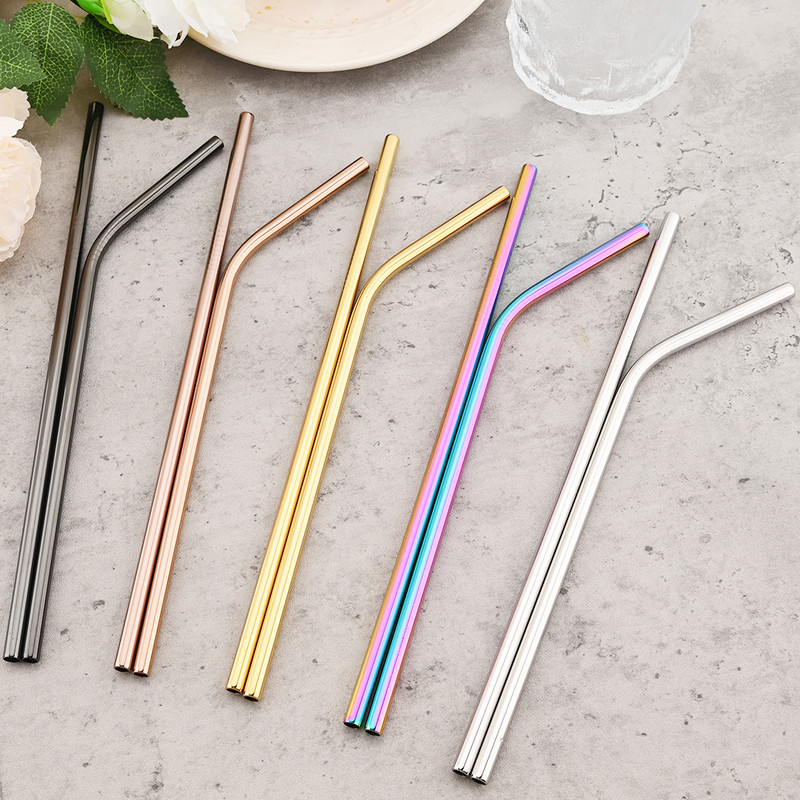 Colorful 304 Stainless Steel Metal Straws Set Reusable Drinking Straws With Brush  Cocktail Straw 3