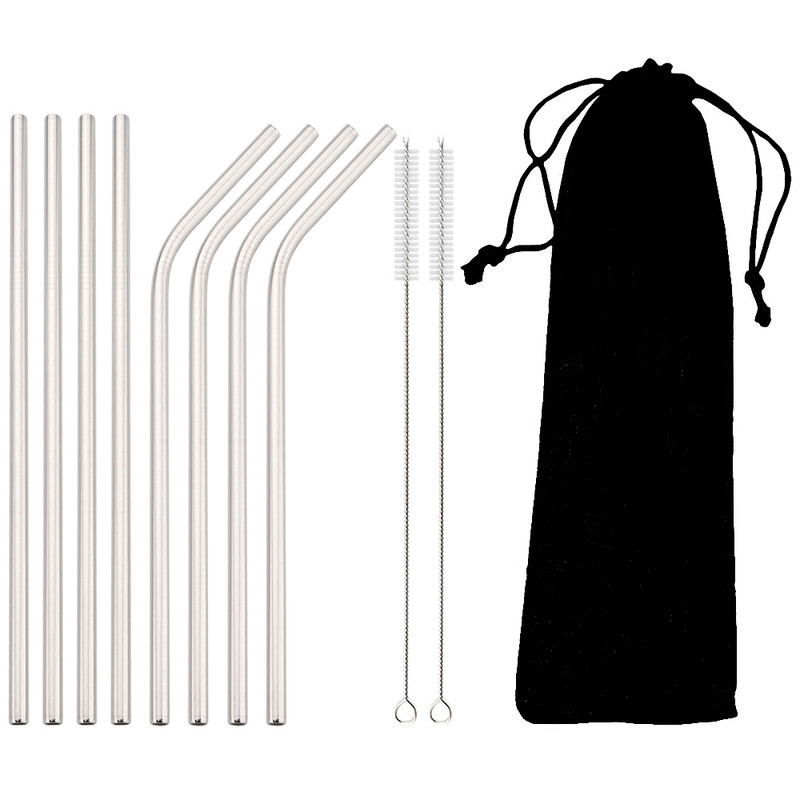Colorful 304 Stainless Steel Metal Straws Set Reusable Drinking Straws With Brush  Cocktail Straw 6