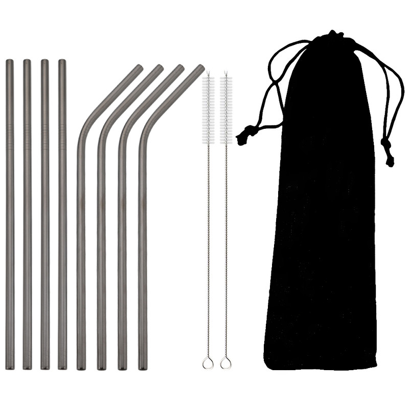 Colorful 304 Stainless Steel Metal Straws Set Reusable Drinking Straws With Brush  Cocktail Straw 16