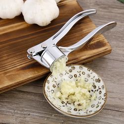 stainless steel garlic press manual smasher & squeezer for easy peeling & grinding kitchen gadget