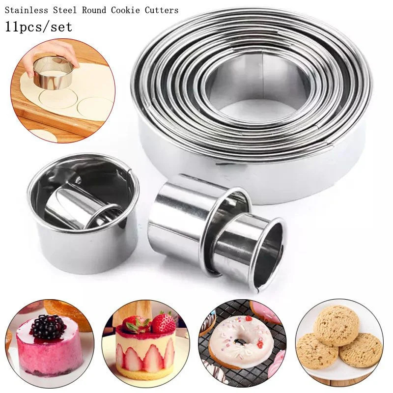 Stainless Steel Round Cookie Biscuit Cutters Set DIY Pastry Baking Circle Ring Molds For Cake Pizza 1