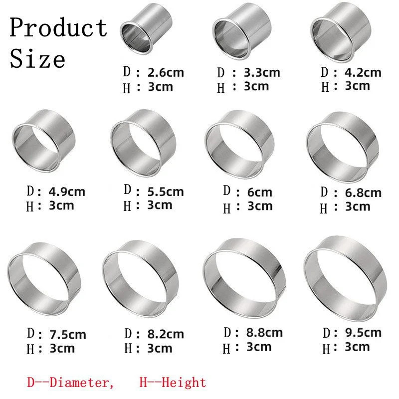 Stainless Steel Round Cookie Biscuit Cutters Set DIY Pastry Baking Circle Ring Molds For Cake Pizza 5