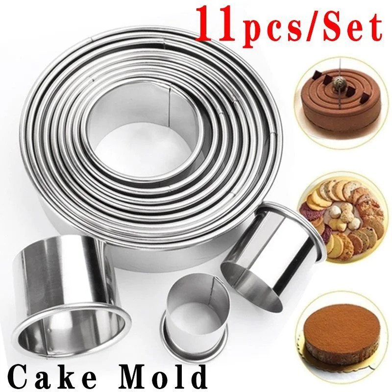 Stainless Steel Round Cookie Biscuit Cutters Set DIY Pastry Baking Circle Ring Molds For Cake Pizza 0