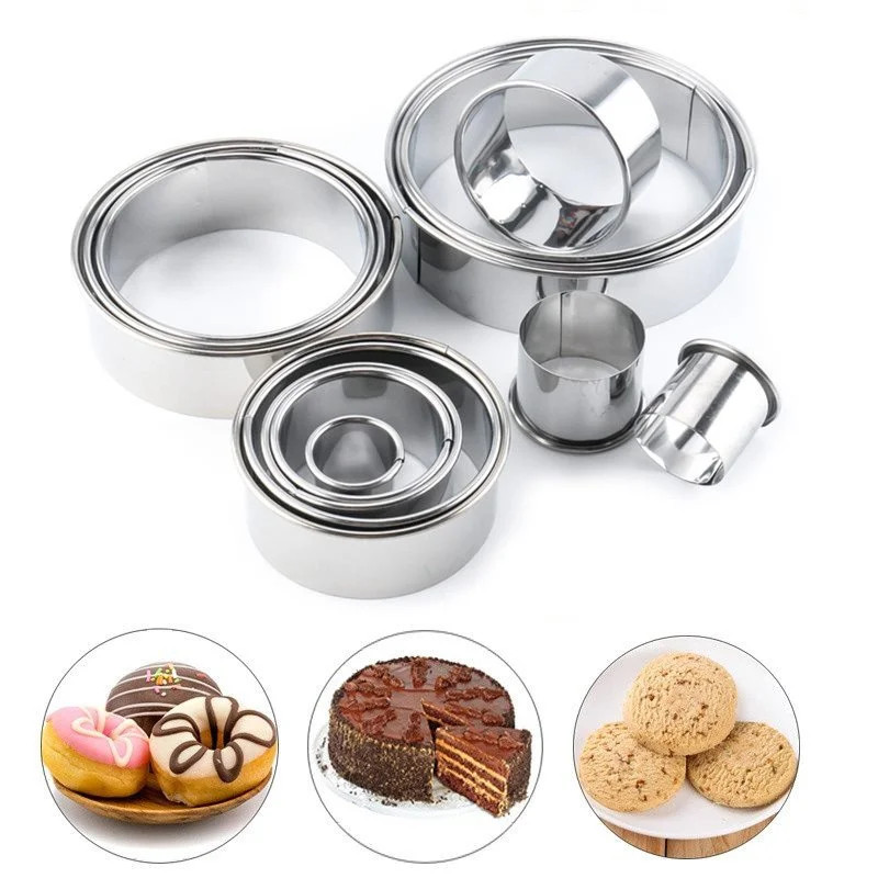Stainless Steel Round Cookie Biscuit Cutters Set DIY Pastry Baking Circle Ring Molds For Cake Pizza 2
