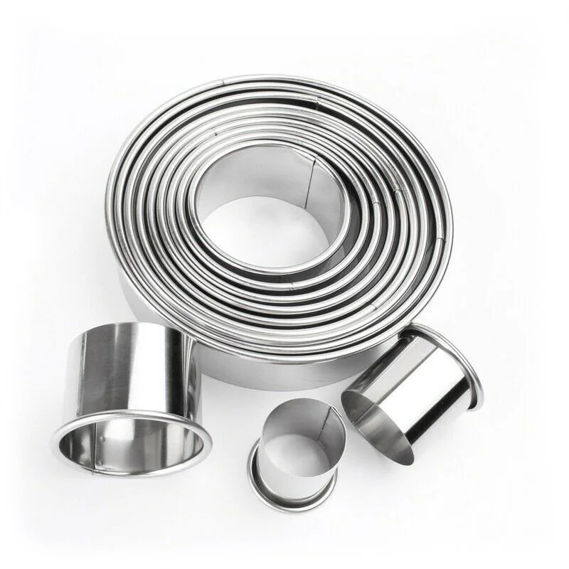 Stainless Steel Round Cookie Biscuit Cutters Set DIY Pastry Baking Circle Ring Molds For Cake Pizza 4