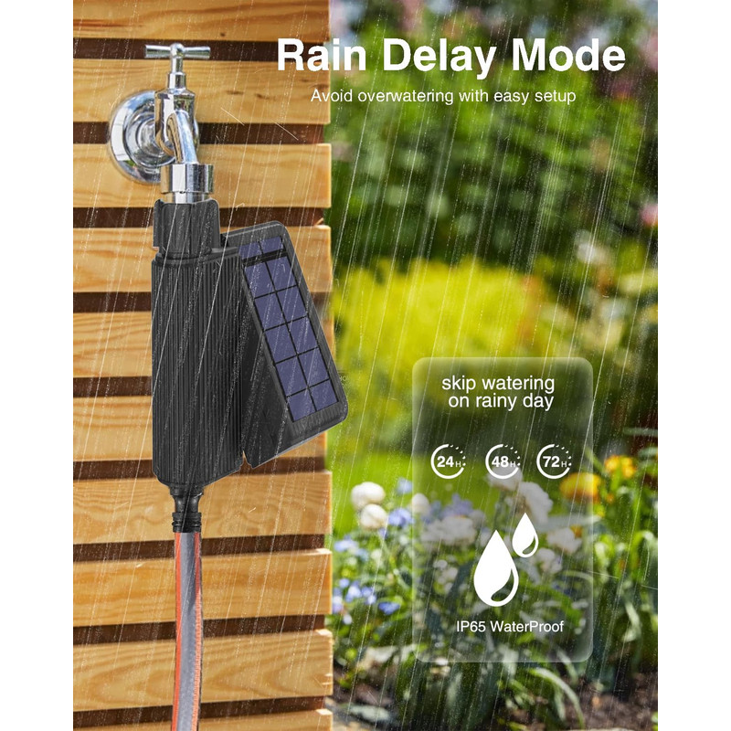 Smart WiFi Watering Timer with Solar Power, Automatic Sprinkler & Drip Irrigation System with Built-in Water Flow Record