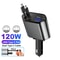 Ultimate 120W Fast Charge Car Charger Retractable Cable For IPhone Samsung Type C PD Adapter 8