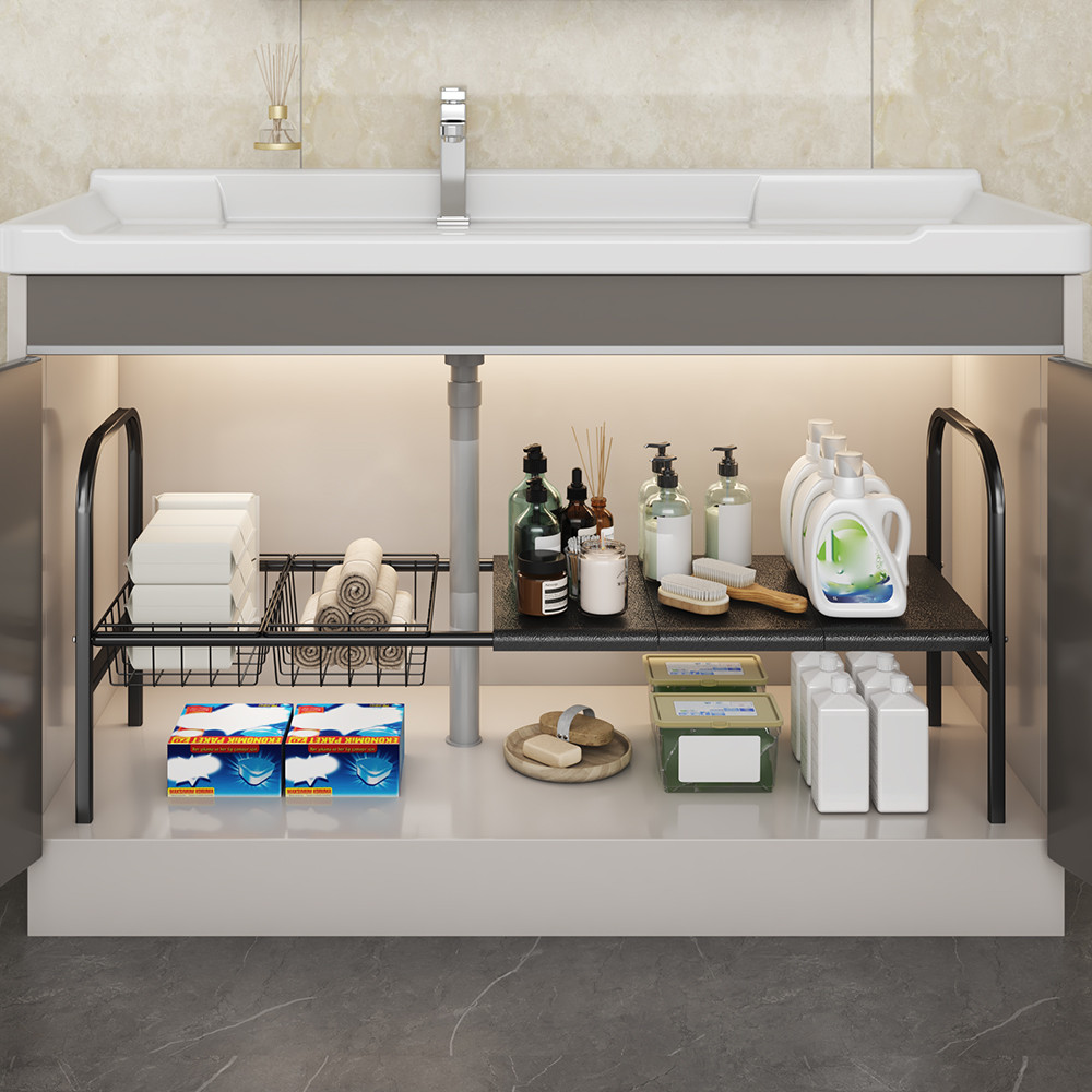 Expandable Under Sink Organizer With Removable Baskets MultiUse Kitchen  Bathroom Cabinet Shelf Org 3