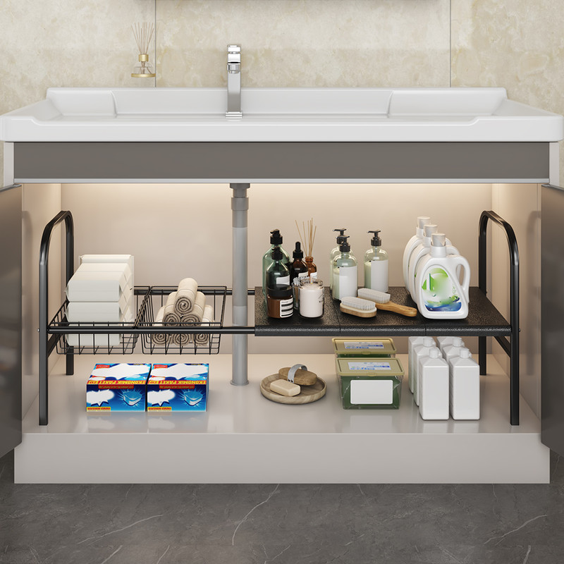 Expandable Under Sink Organizer With Removable Baskets MultiUse Kitchen  Bathroom Cabinet Shelf Org 3