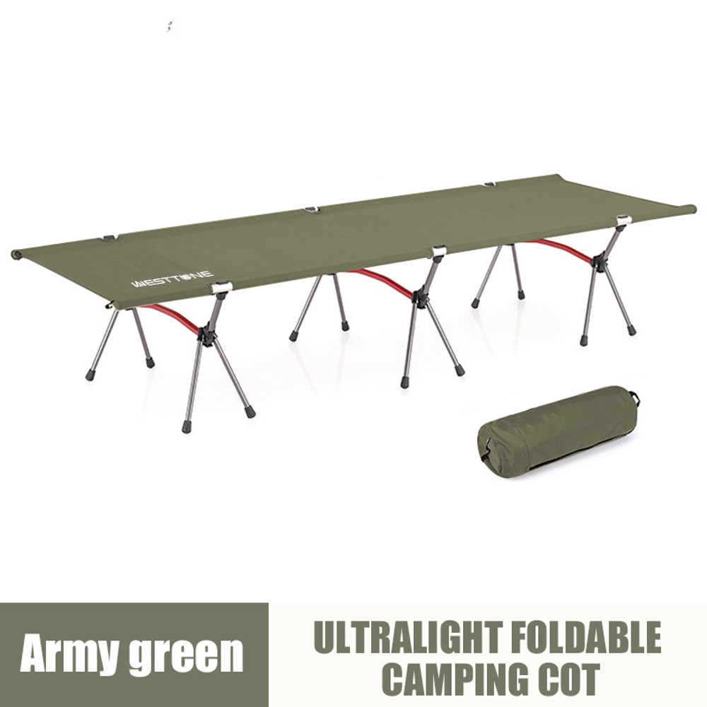 Portable Folding Bed Ultralight Aluminum Alloy Camping Cot With Leg Extenders For Outdoor Travel 6