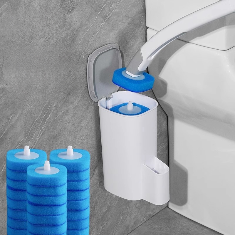 Hygienic Disposable Toilet Brush System WallMounted WC Accessory With Cleaning Liquid Replaceable 0
