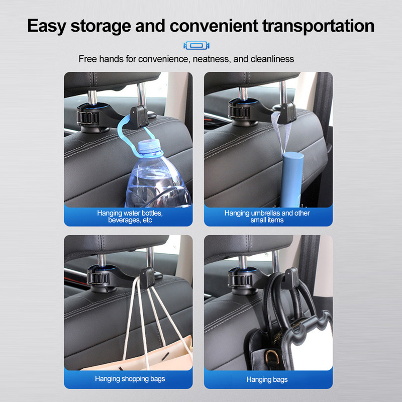 Heavy-Duty Car Organizer Hooks, Universal Rear Seat Hanger for Phone, Shopping Bags, and Masks, 6 Pack