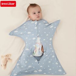 baby sleeping bags, infant swaddle blanket, newborn wrapping anti-shock 2-ways zipper 100% cotton summer