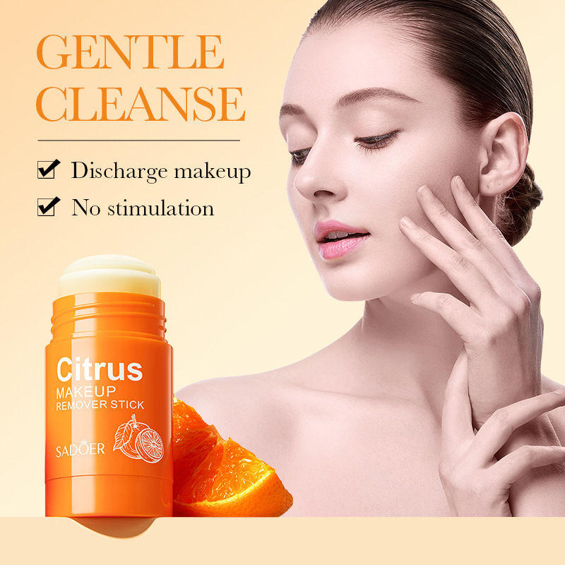 Portable Citrus Makeup Remover Stick, Deep Cleansing Balm Gel, Lip Makeup Cream Stick Remover, Cosmetics Moisturizing
