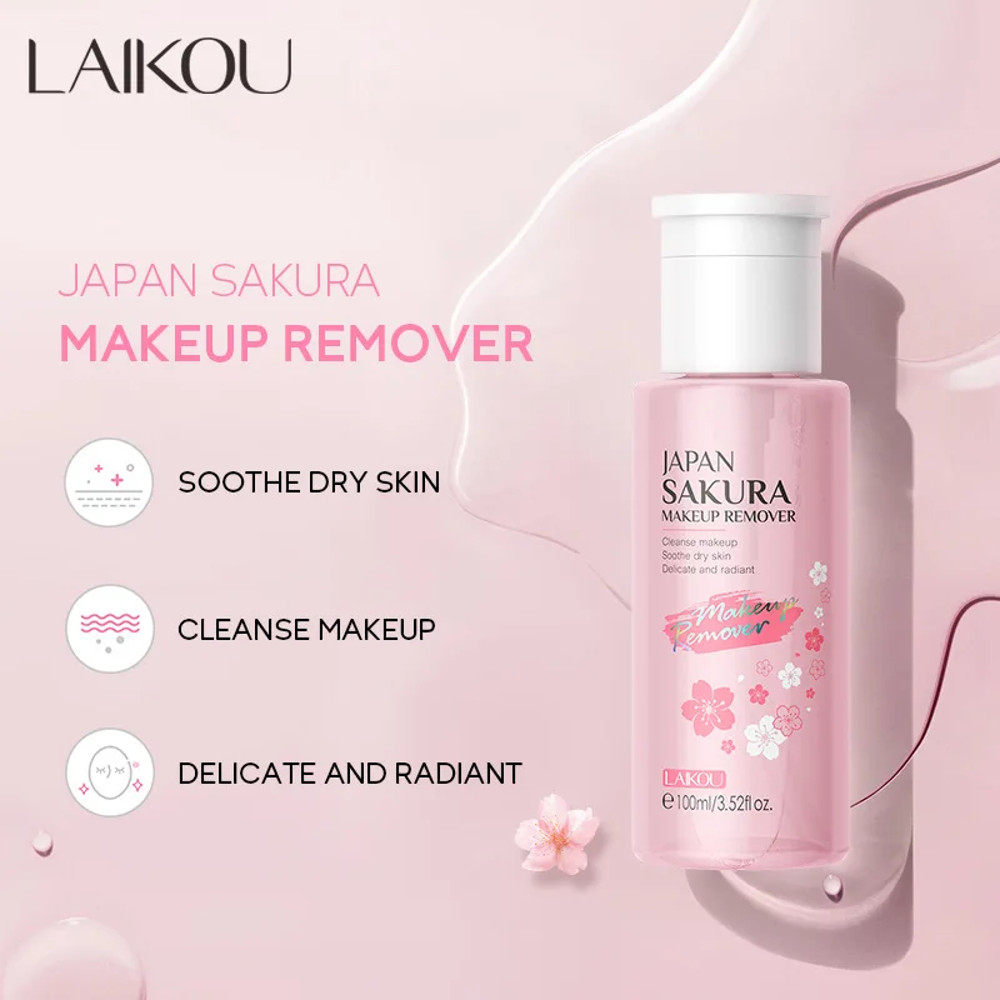 Sakura Makeup Remover Water 100ml Cherry Blossom Extract Deep Cleansing Face Pores Gentle Refreshin 0
