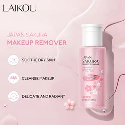 sakura makeup remover water 100ml, cherry blossom extract deep cleansing face pores, gentle refreshing makeup remover