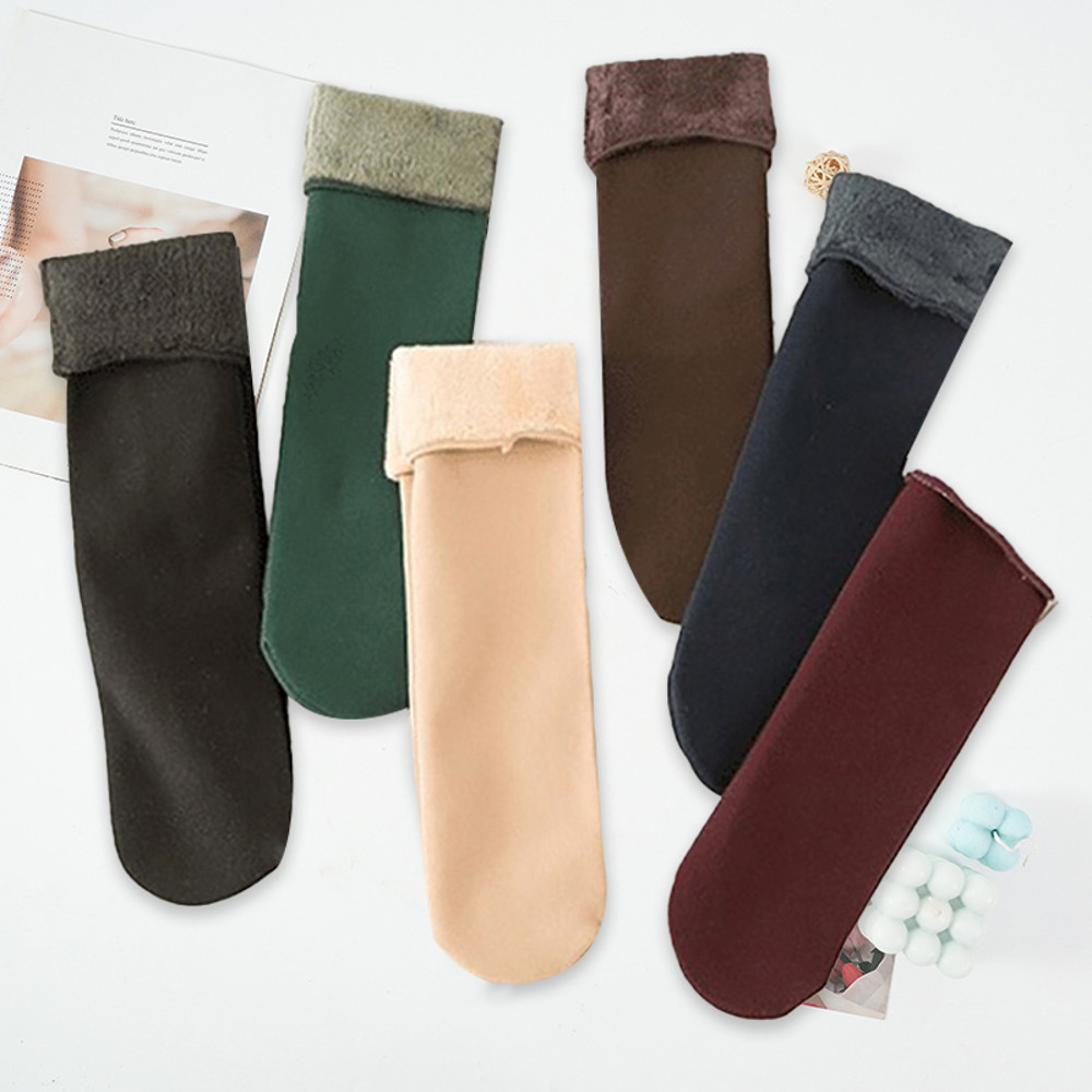 Thermal Winter Socks For Women Thicken Pack For Snow Boots Cold Weather Cozy Solid Color Design To 1