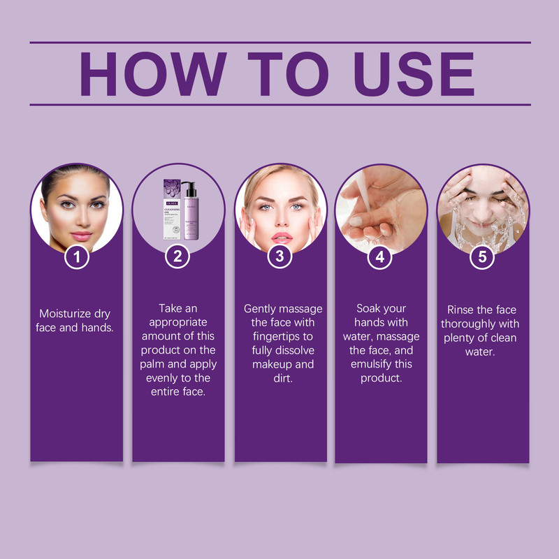 Lightweight Grape Seed Cleansing Oil for Face, Nourish Moisturizing Makeup Remover, Smooth Soothing Non Irritating Oil