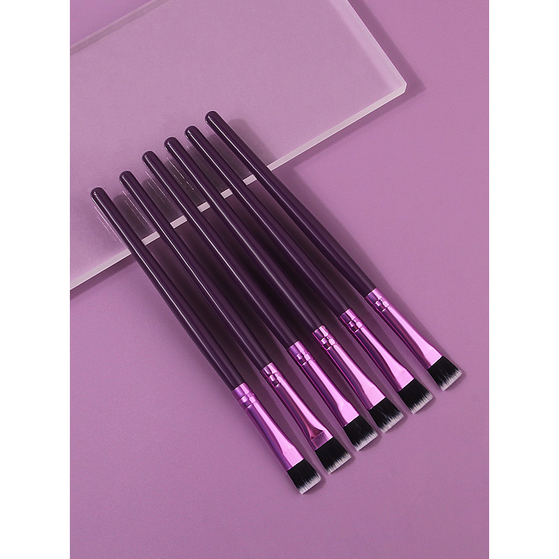 Multi-Purpose Eye Makeup Tool, Purple Wooden-Handled Flat-Head Brush, Eyeshadow Brush, Eyebrow Brush, Concealer Brush