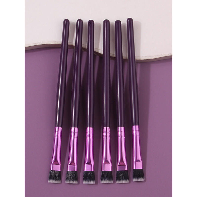 Multi-Purpose Eye Makeup Tool, Purple Wooden-Handled Flat-Head Brush, Eyeshadow Brush, Eyebrow Brush, Concealer Brush