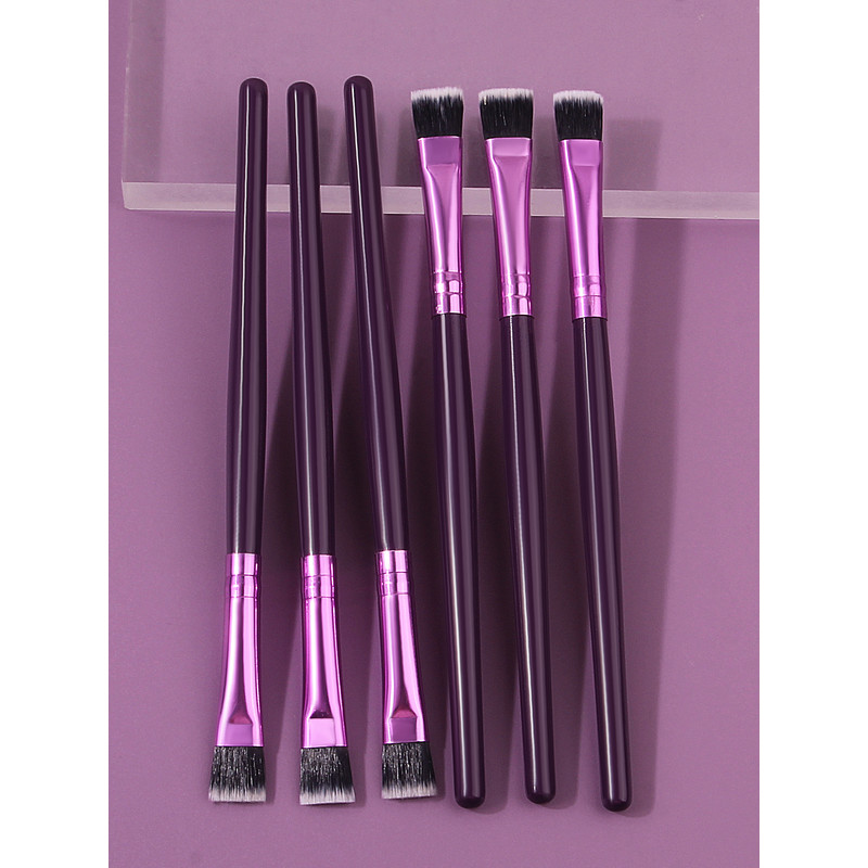 Multi-Purpose Eye Makeup Tool, Purple Wooden-Handled Flat-Head Brush, Eyeshadow Brush, Eyebrow Brush, Concealer Brush