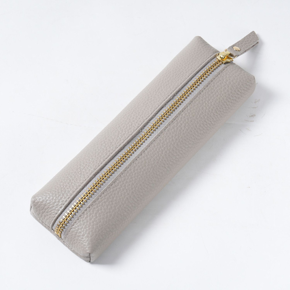 Personalized Leather Pencil Case Handmade Genuine Pebble Leather Zipper Bag For Large Capacity Scho 6