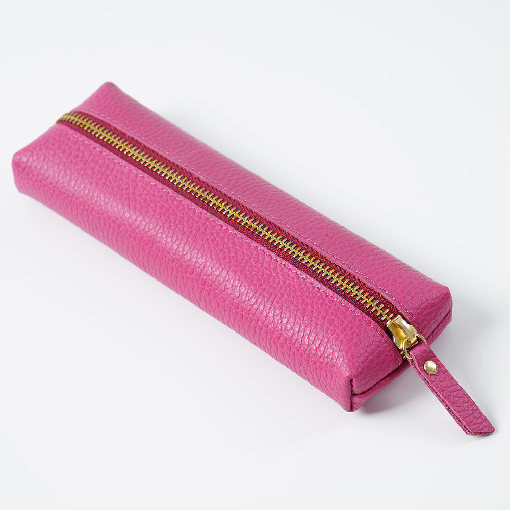 Personalized Leather Pencil Case Handmade Genuine Pebble Leather Zipper Bag For Large Capacity Scho 7