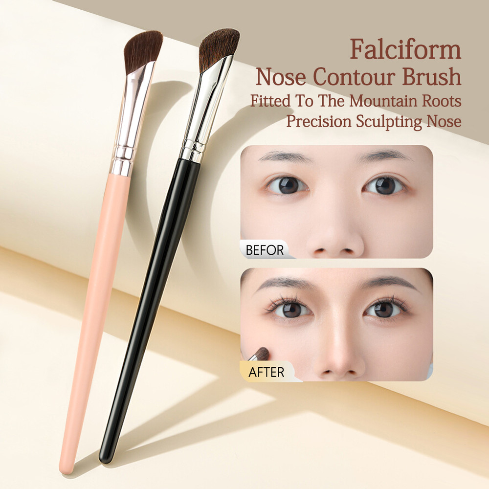 Dual Color Horsehair Nose Shadow Brush Sickle Shaped Contour Brush Multi Functional Makeup Brush Se 0