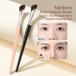 dual color horsehair nose shadow brush, sickle shaped contour brush, multi functional makeup brush set for beginners