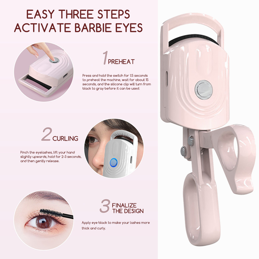 Rechargeable Electric Heated Eyelash Curler Fast Heating Lash Curler Makeup Supplies Long Lasting E 4