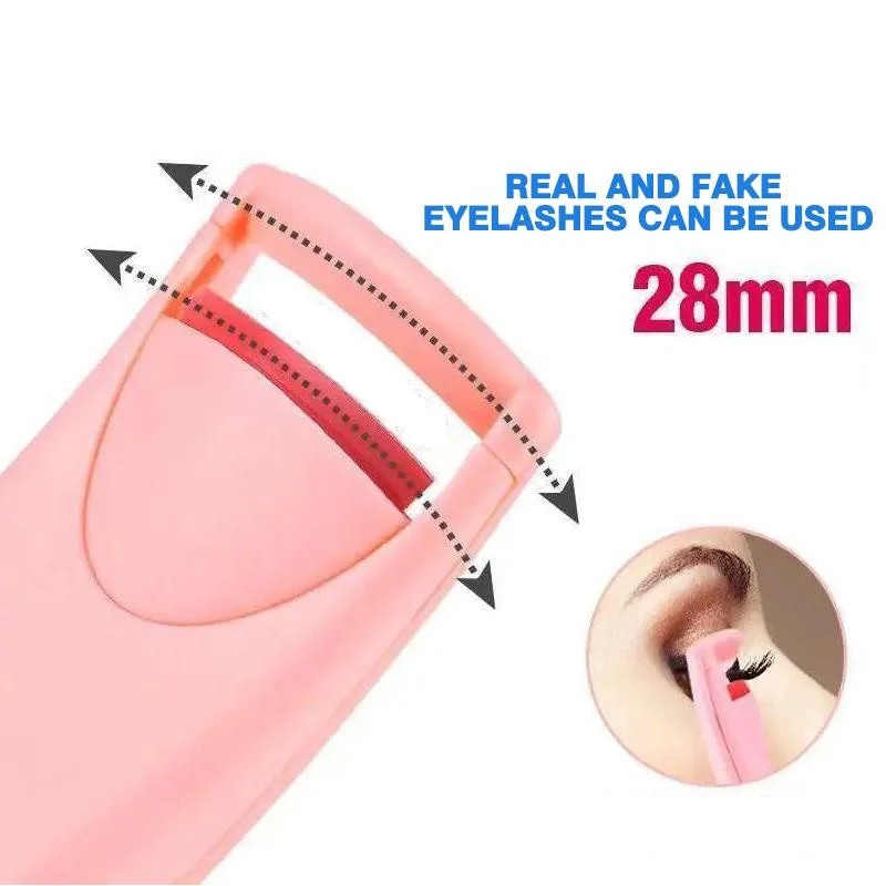 Heated Eyelash Curler Device for Long Lasting Curl, Electric Eye Lash Makeup Tools, Portable Battery Powered Clip