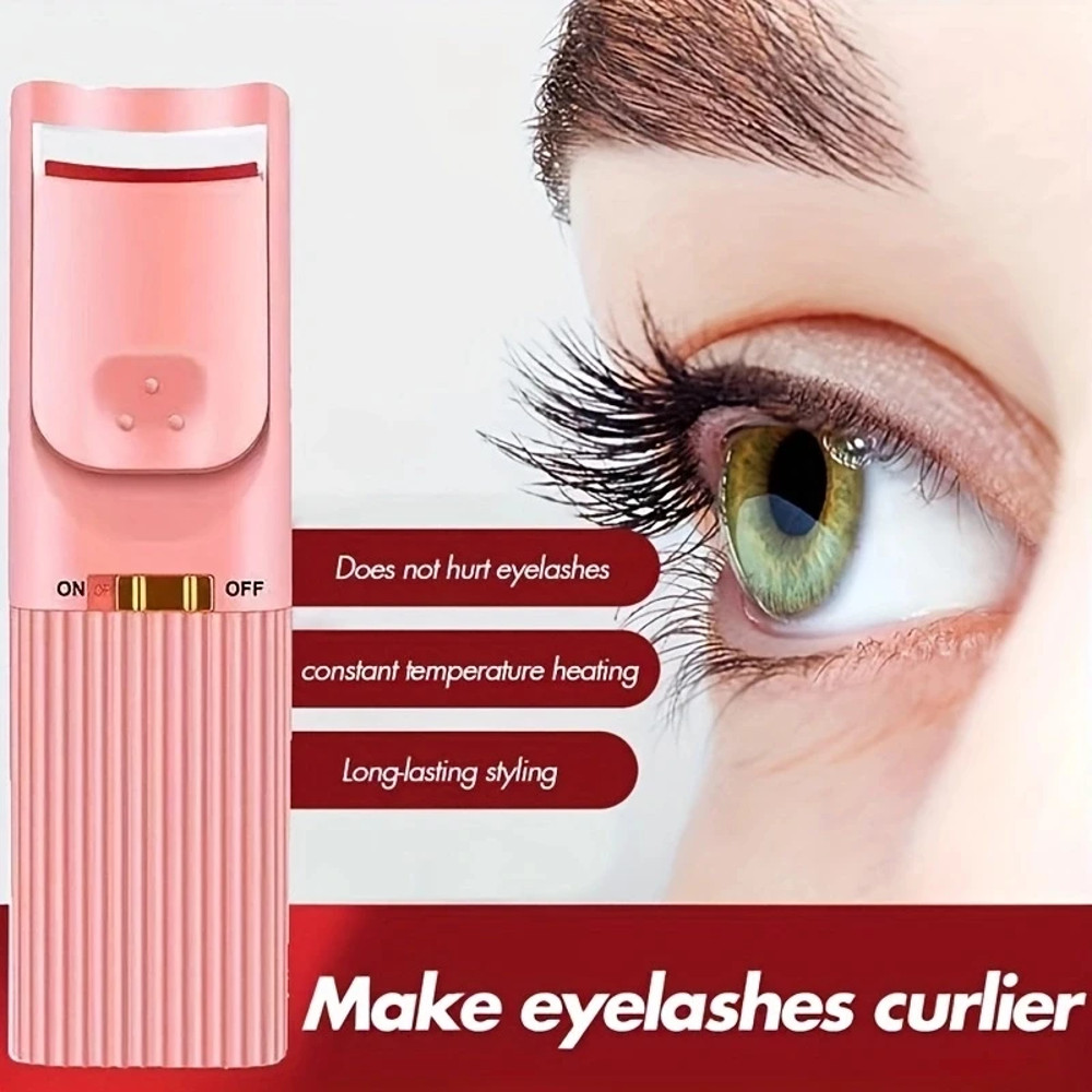 Heated Eyelash Curler Device for Long Lasting Curl, Electric Eye Lash Makeup Tools, Portable Battery Powered Clip