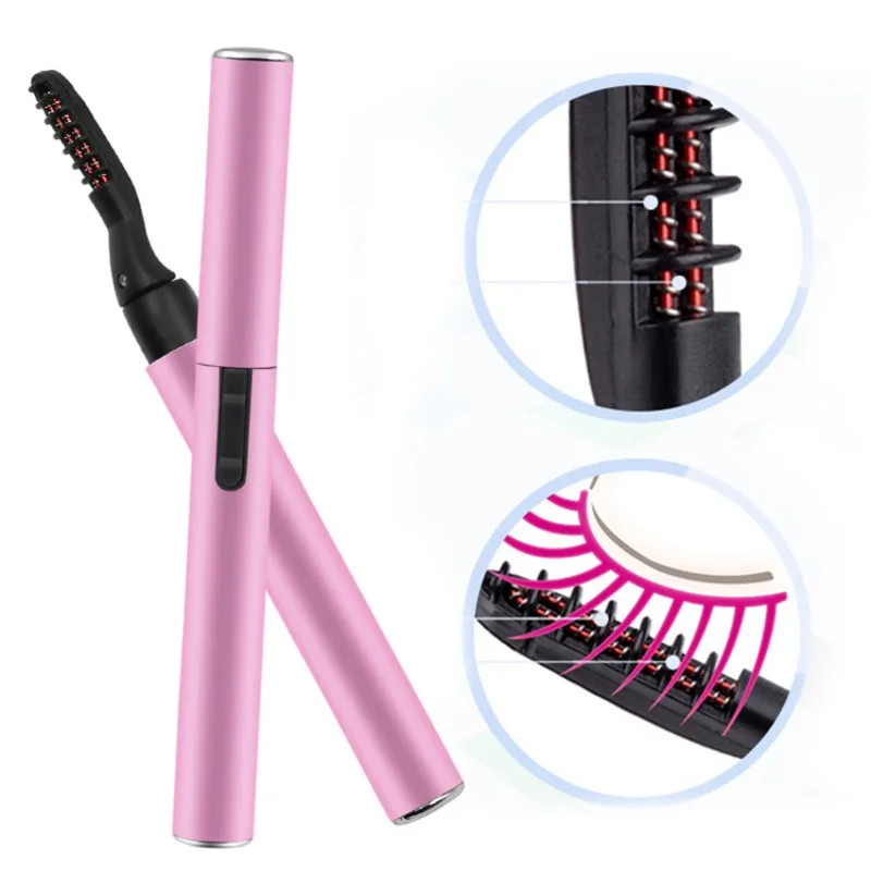 Portable Electric Eyelash Curler Safety Heated Eye Lashes Tool, Long Lasting Curling Makeup Tool, Battery Powered
