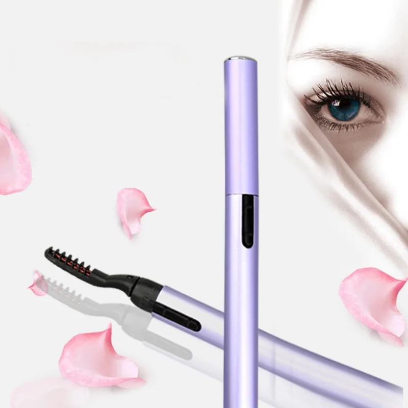 Portable Electric Eyelash Curler Safety Heated Eye Lashes Tool, Long Lasting Curling Makeup Tool, Battery Powered