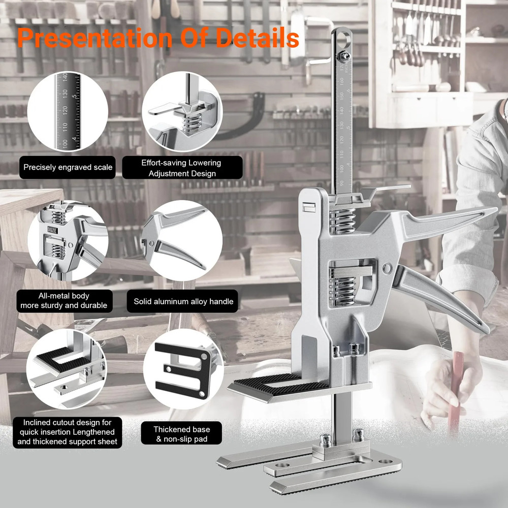 2Pack Stainless Steel Furniture Lifter Tool Labor Saving Arm Jack For Easy Door Tile And Cabinet In 3