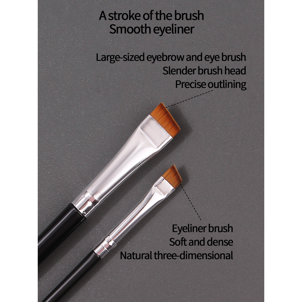 Ultra-thin Eyeliner and Eyebrow Brush Set, Makeup Detailing Brushes for Beginners, Mini Concealer Finger Powder Puff