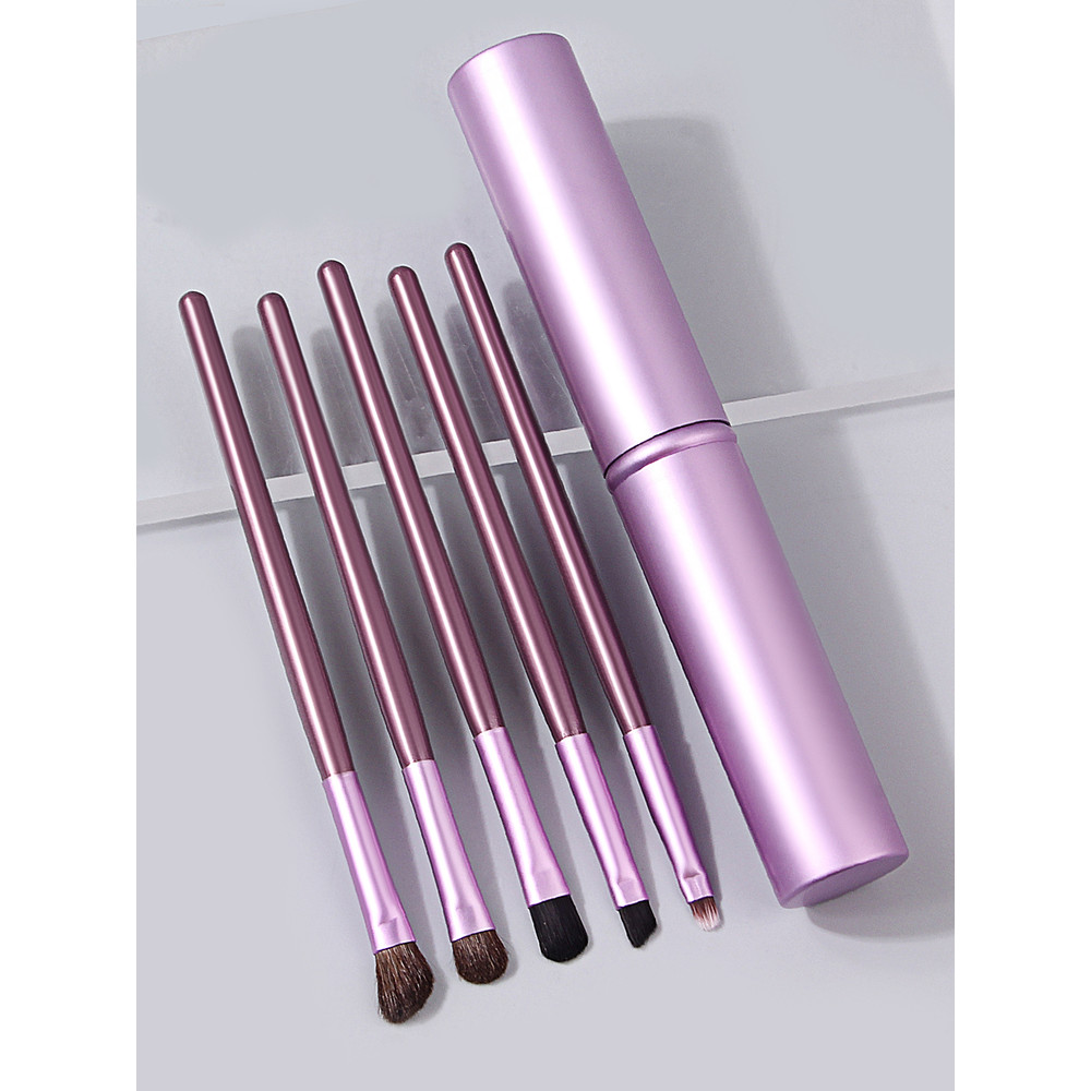 Professional Pony Hair Eyeshadow Brush Set, Nose Shadow, Eyeliner Brush, Eyelash Brush with Aluminum Tube Holder
