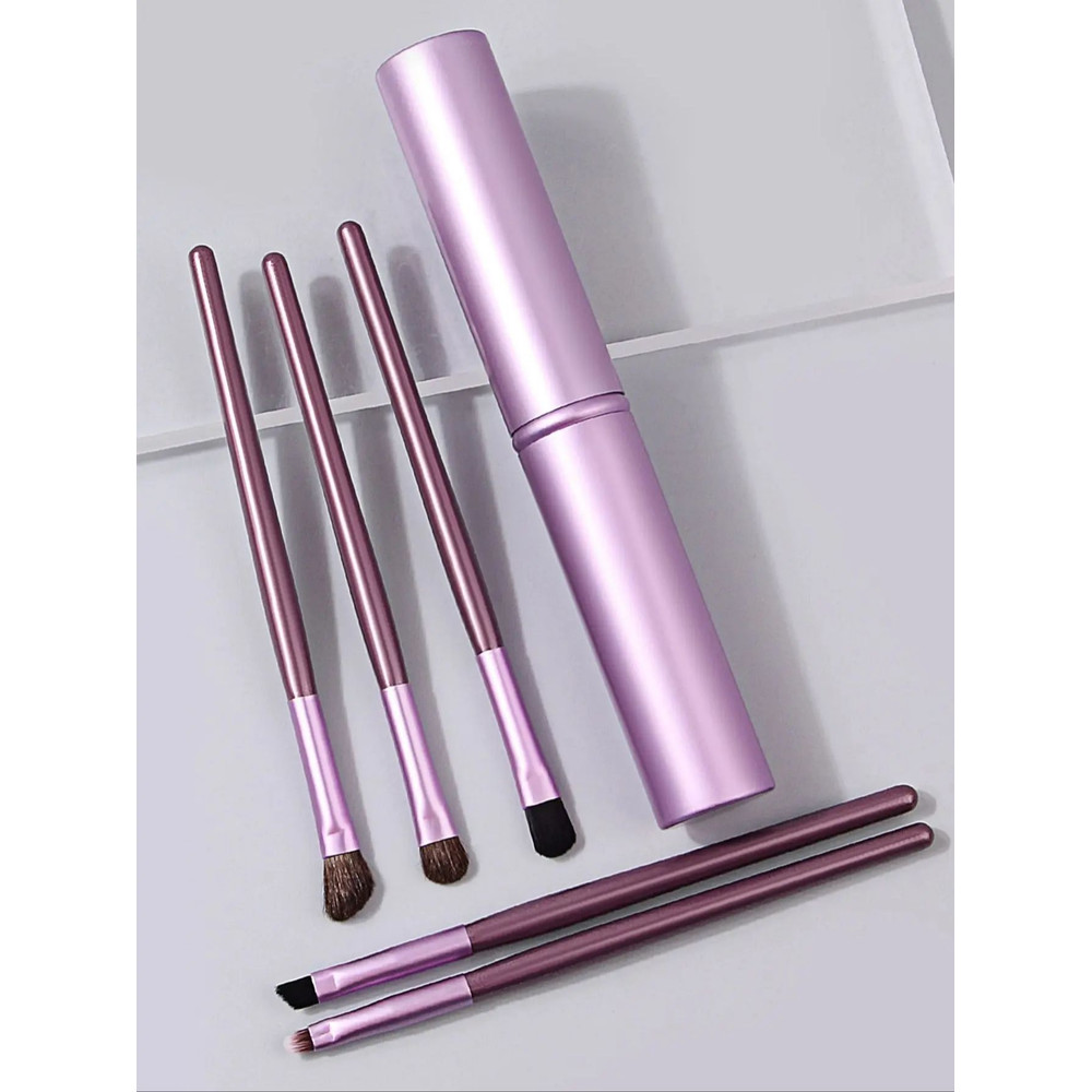 Professional Pony Hair Eyeshadow Brush Set, Nose Shadow, Eyeliner Brush, Eyelash Brush with Aluminum Tube Holder