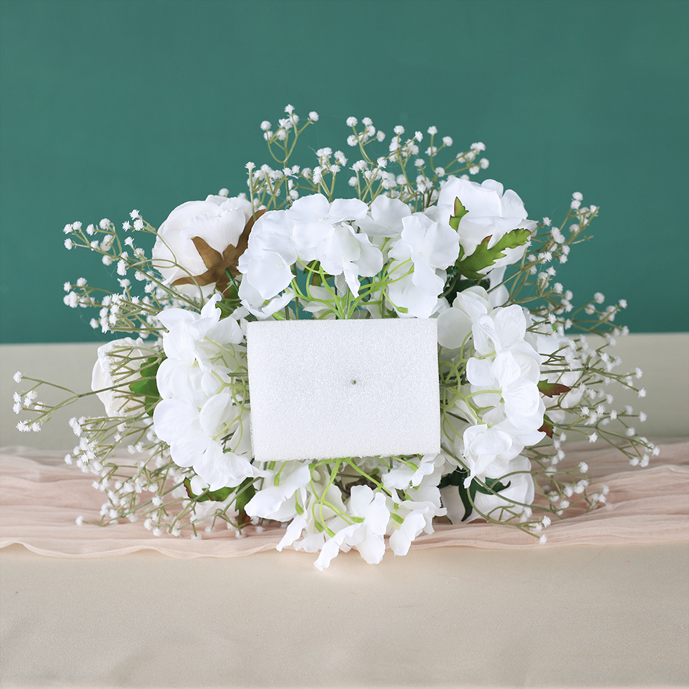 Elegant 2ft Tall White Rose Silk Flower Arrangement With Green Babys Breath Wedding Table Centerpie