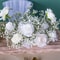 Elegant 2ft Tall White Rose Silk Flower Arrangement With Green Babys Breath Wedding Table Centerpie