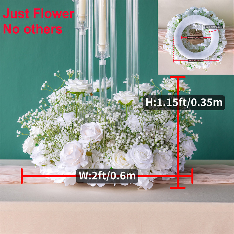 Elegant 2ft Tall White Rose Silk Flower Arrangement With Green Babys Breath Wedding Table Centerpie