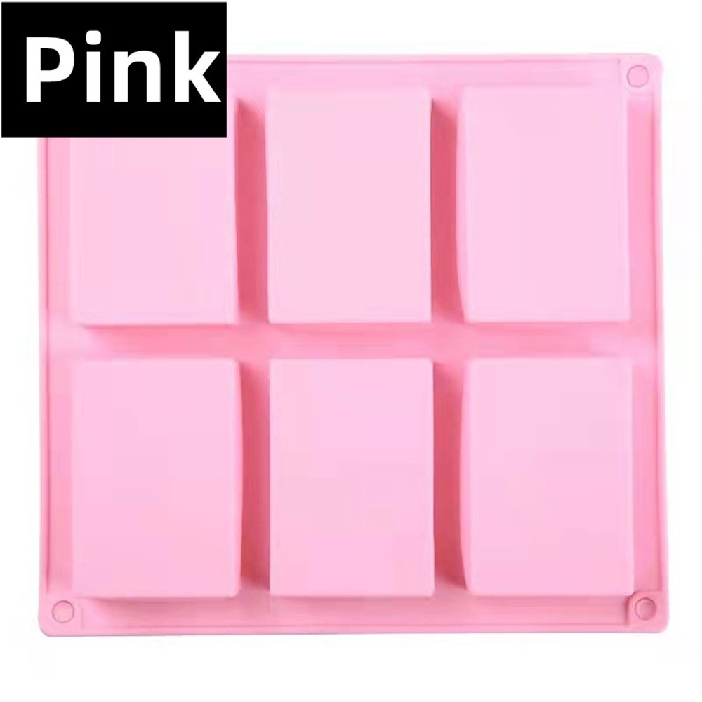 6 Cavities Silicone Soap Mold for DIY Soap Making, Rectangle Bakeware, Chocolate Mousse and Ice Cream Mould Tools