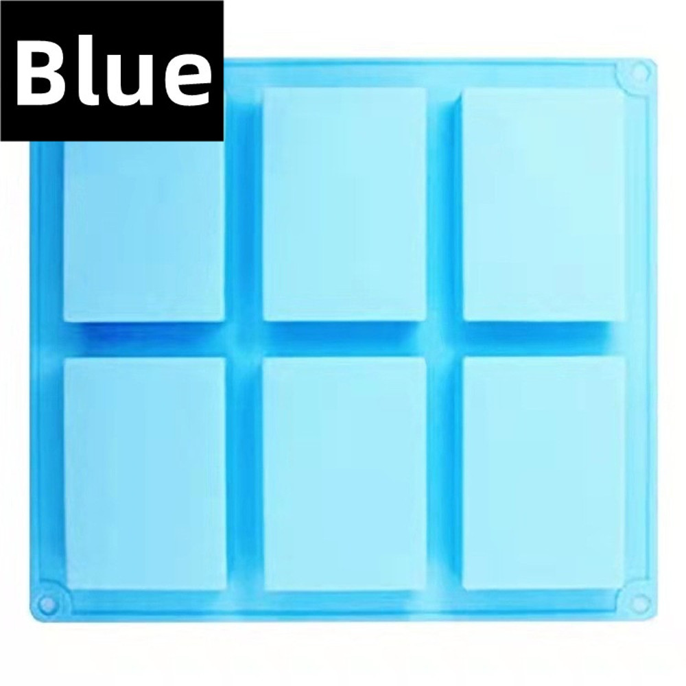 6 Cavities Silicone Soap Mold for DIY Soap Making, Rectangle Bakeware, Chocolate Mousse and Ice Cream Mould Tools