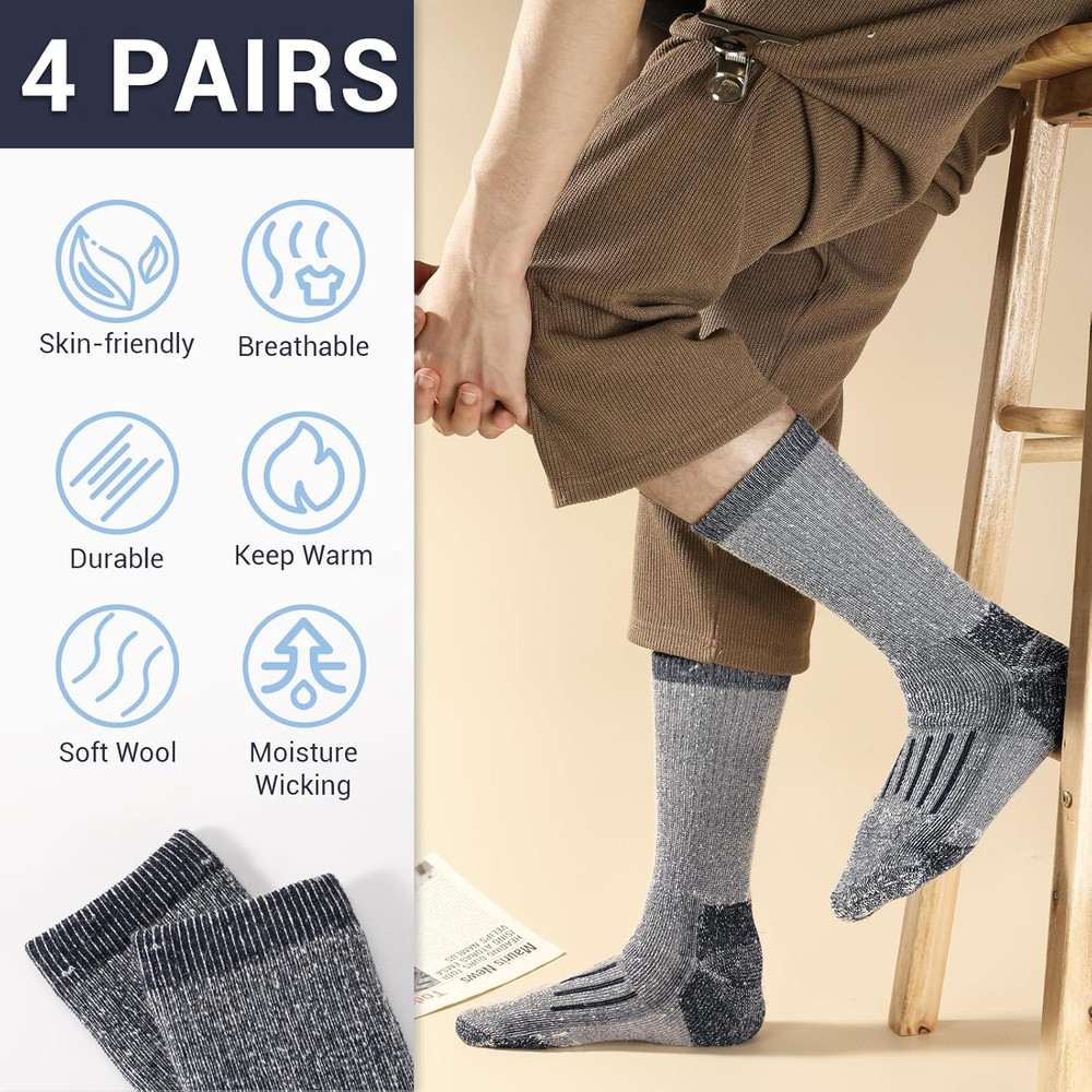 Ultra Warm Merino Wool Socks For Men  Women Thermal Winter Hiking Socks Breathable Boot  Skiing Soc 2