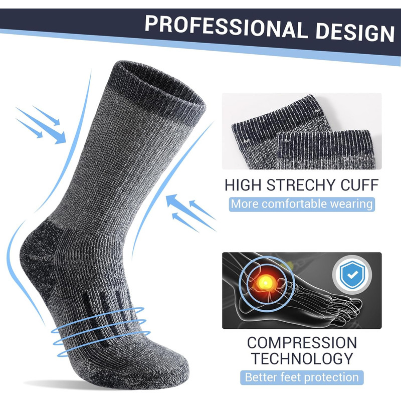 Ultra Warm Merino Wool Socks For Men  Women Thermal Winter Hiking Socks Breathable Boot  Skiing Soc 3