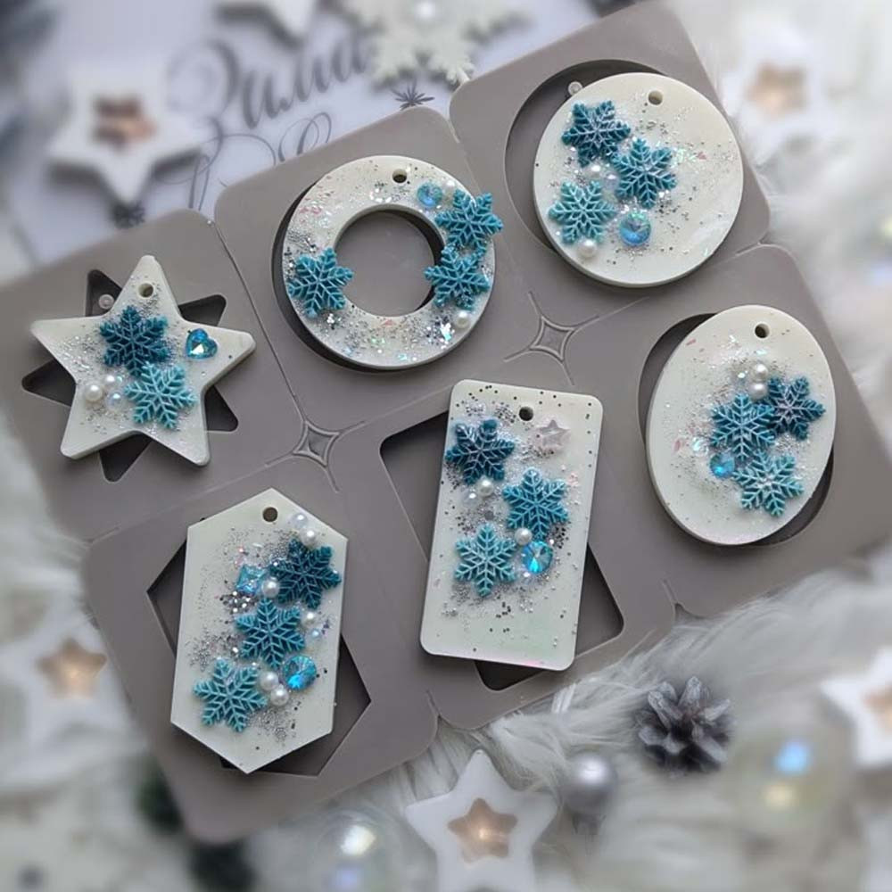 6 Holes Soy Candles Aroma Wax Tablets Mould, Silicone Mold for Handmade Wax Tablets, Soap Making Christmas New Year Gift