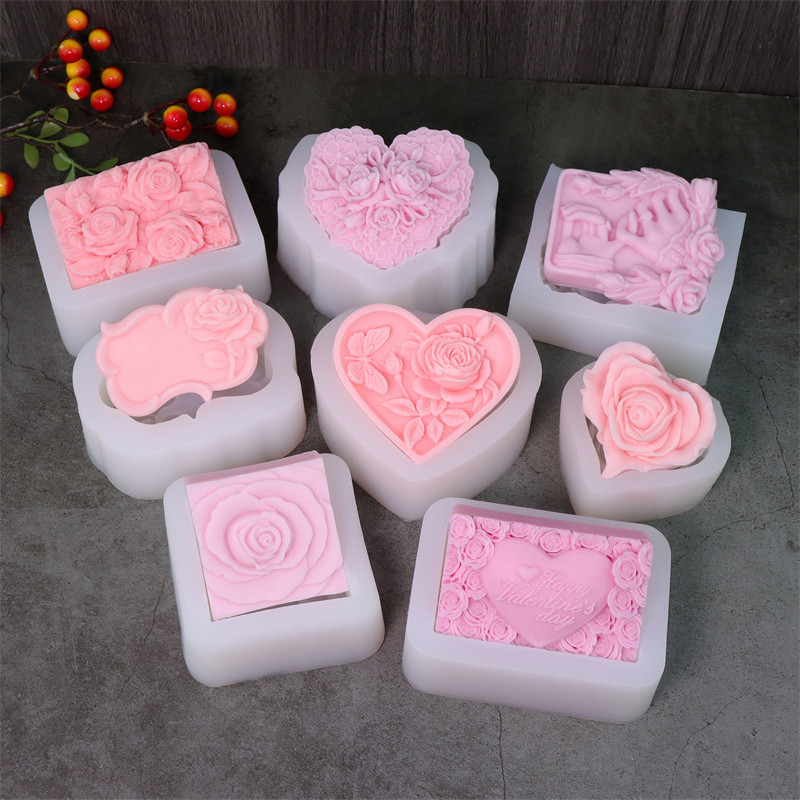 3D Love Rose Silicone Soap Molds, IHeart Rose Candle Mold, DIY Wedding Valentines Day Silicone Craft Mold