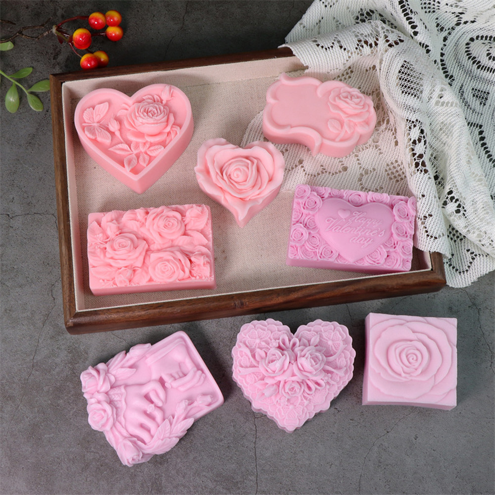 3D Love Rose Silicone Soap Molds, IHeart Rose Candle Mold, DIY Wedding Valentines Day Silicone Craft Mold